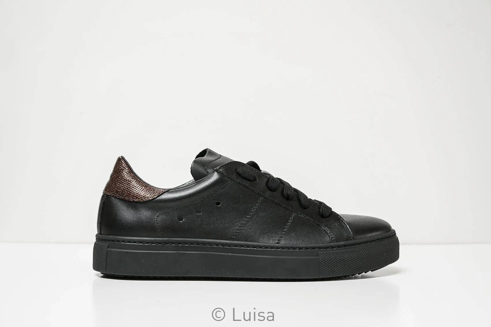 Stokton Women's Black Leather Sneaker 350-D