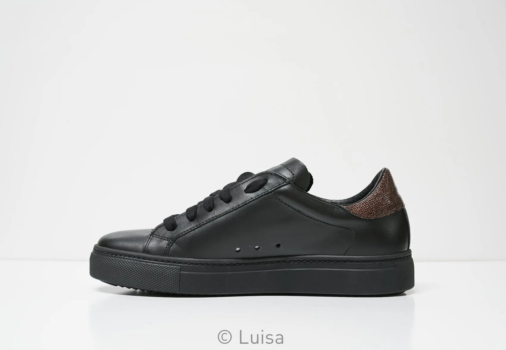Stokton Women's Black Leather Sneaker 350-D