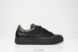 Stokton Women's Black Leather Sneaker 350-D