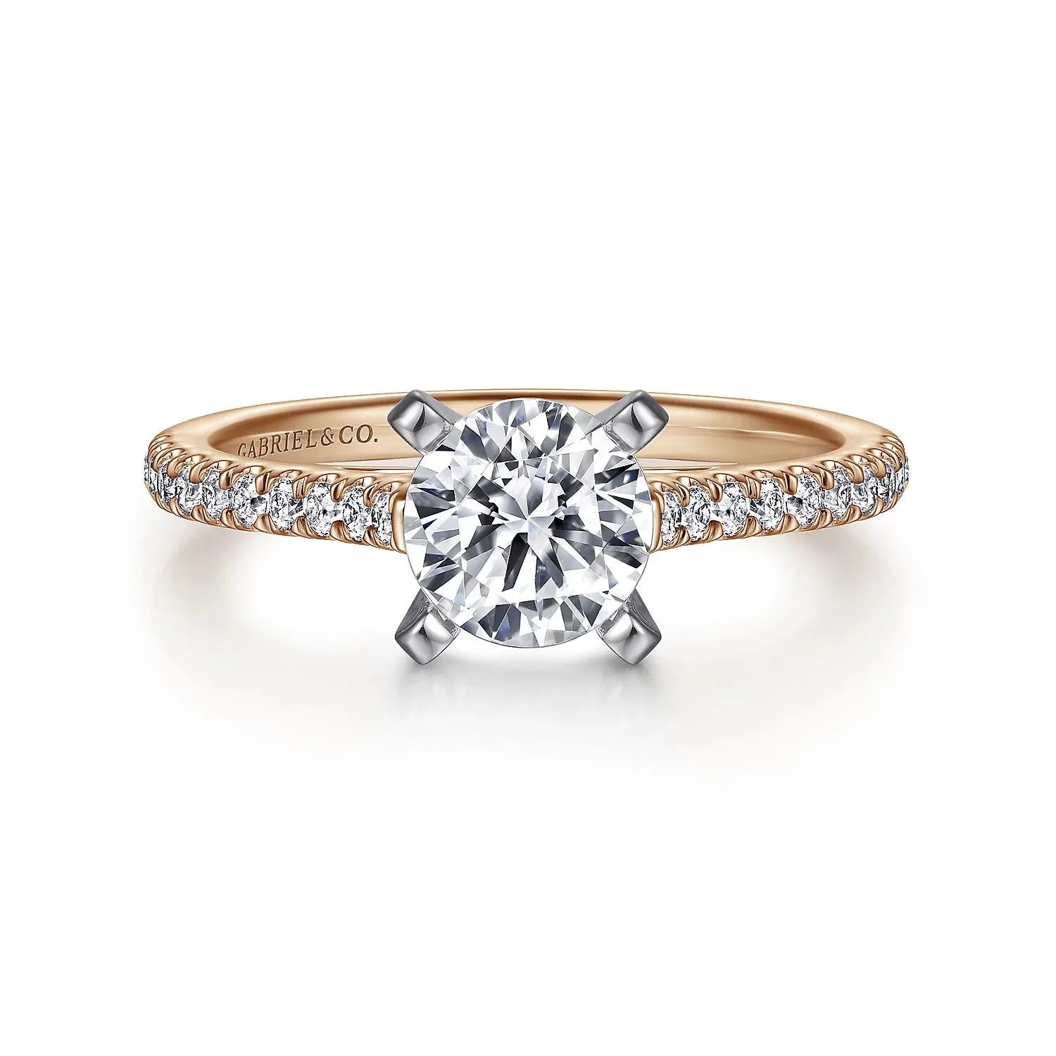 Straight Gold Round Diamond Engagement Ring Mounting