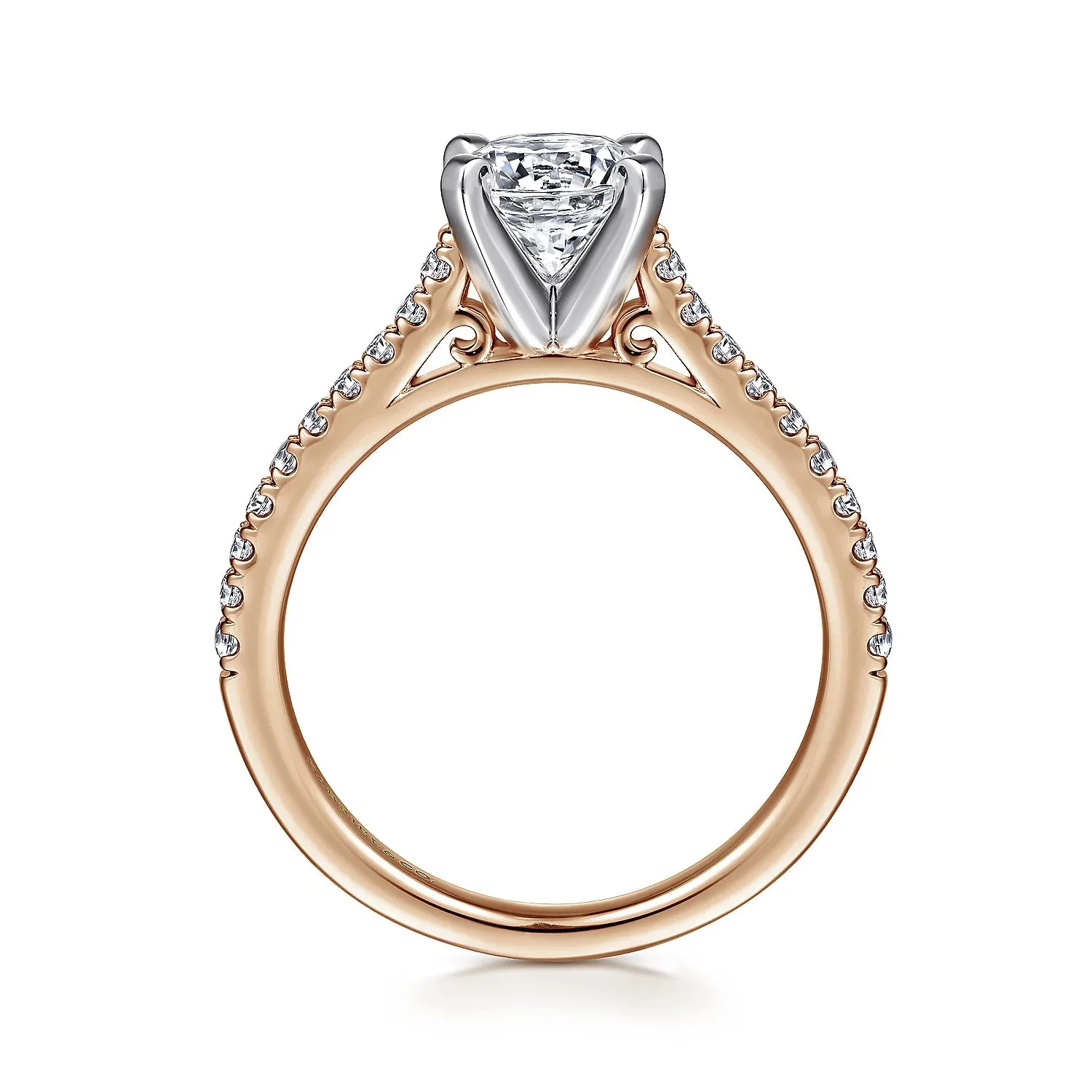Straight Gold Round Diamond Engagement Ring Mounting