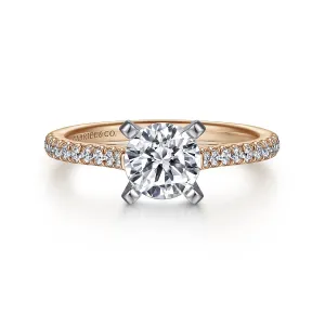 Straight Gold Round Diamond Engagement Ring Mounting
