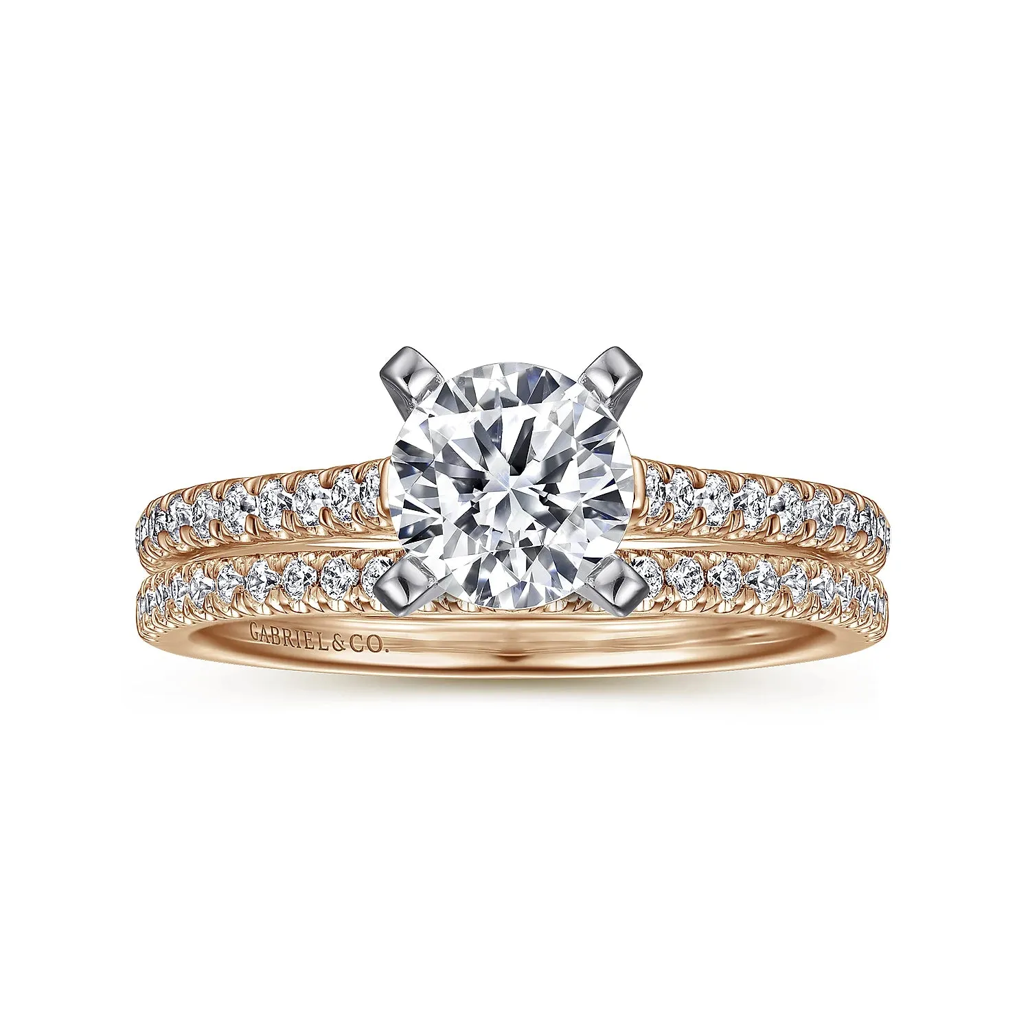 Straight Gold Round Diamond Engagement Ring Mounting