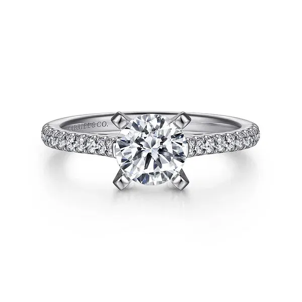 Straight Gold Round Diamond Engagement Ring Mounting
