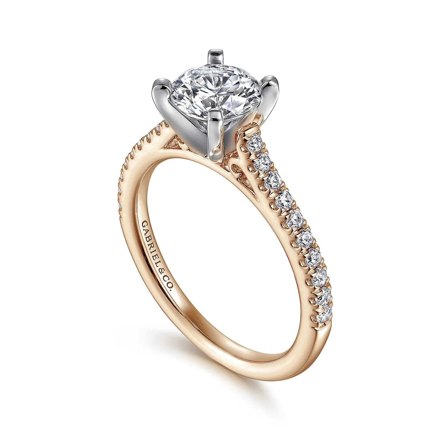 Straight Gold Round Diamond Engagement Ring Mounting