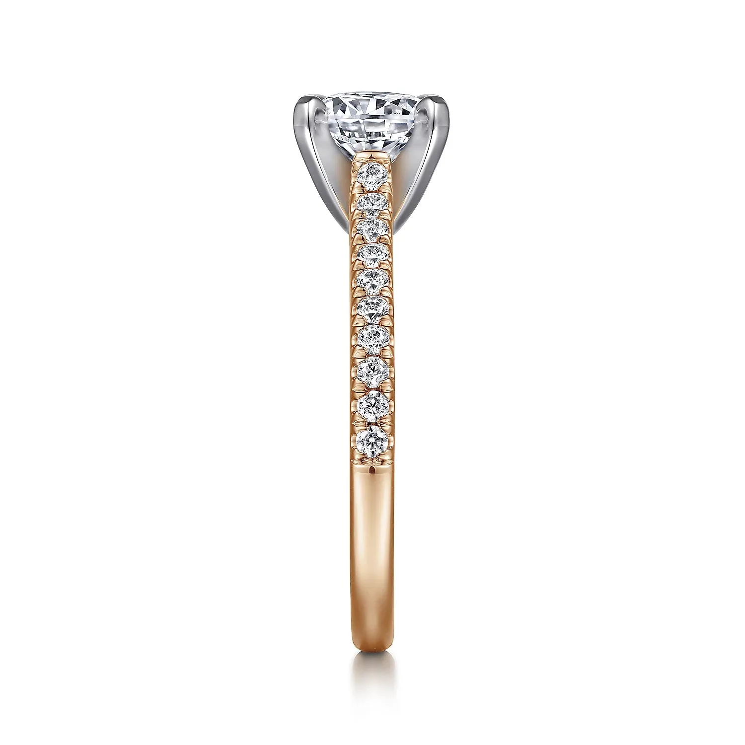 Straight Gold Round Diamond Engagement Ring Mounting