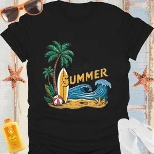 Surf Vibes Tshirt With Vibrant Summer Beach Design