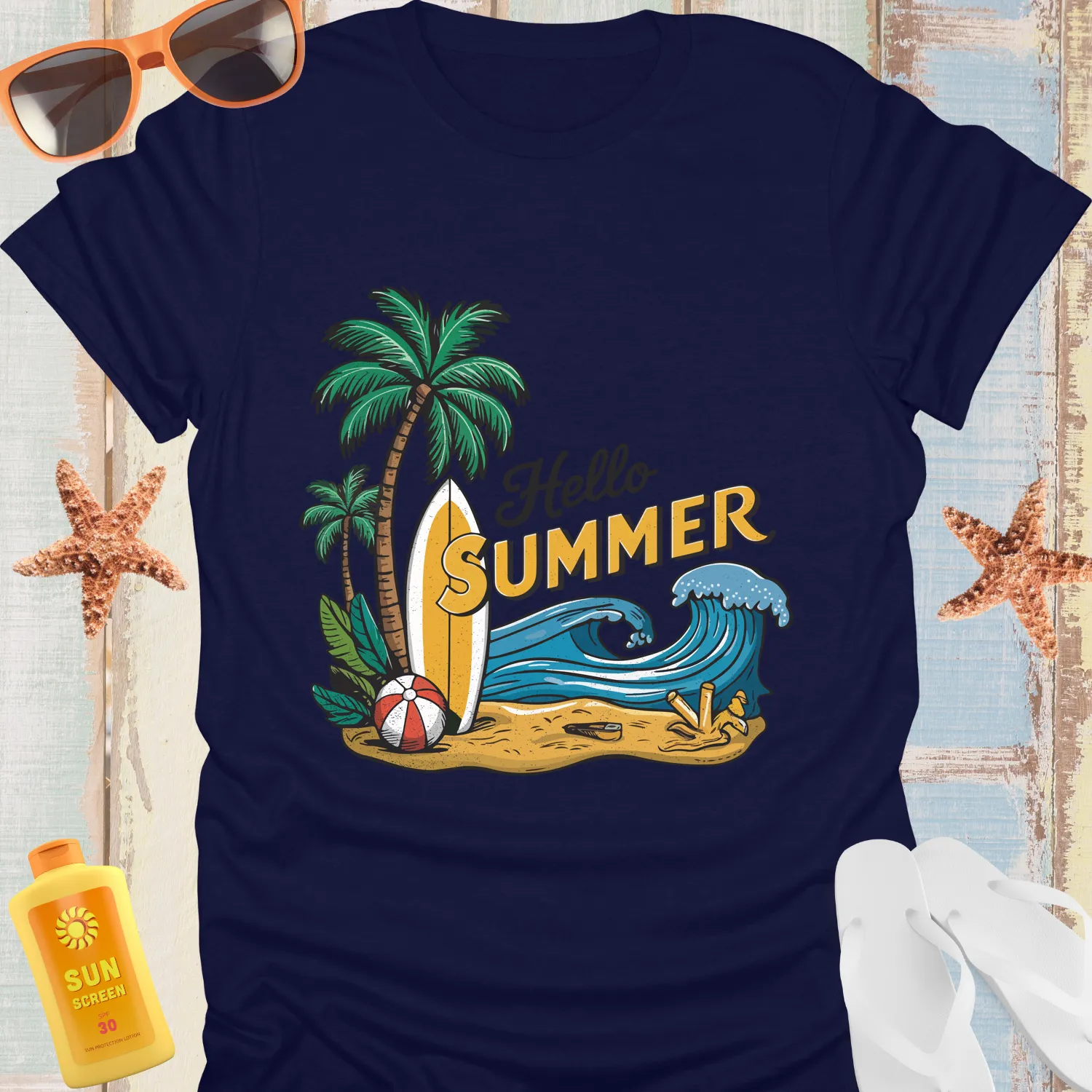 Surf Vibes Tshirt With Vibrant Summer Beach Design