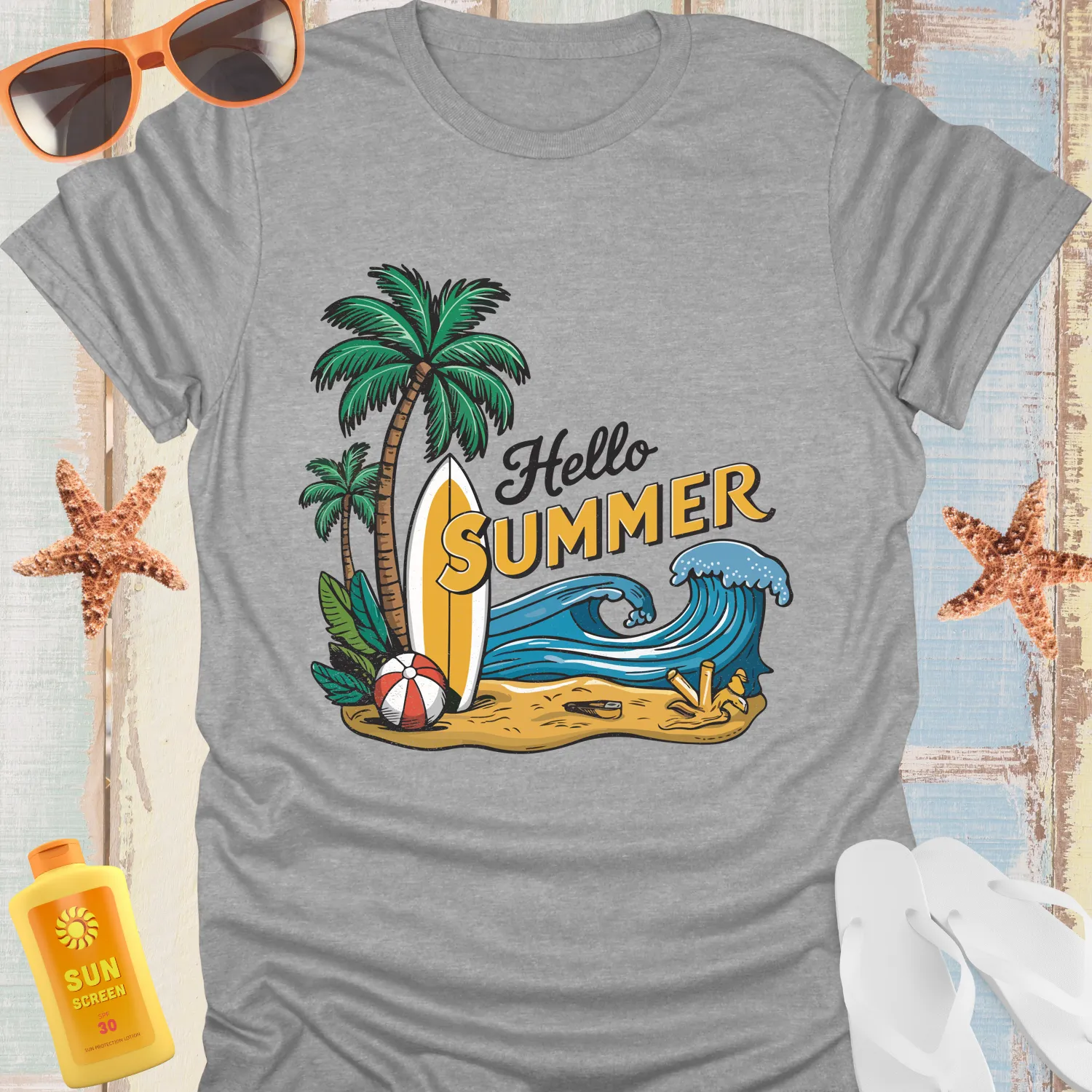 Surf Vibes Tshirt With Vibrant Summer Beach Design