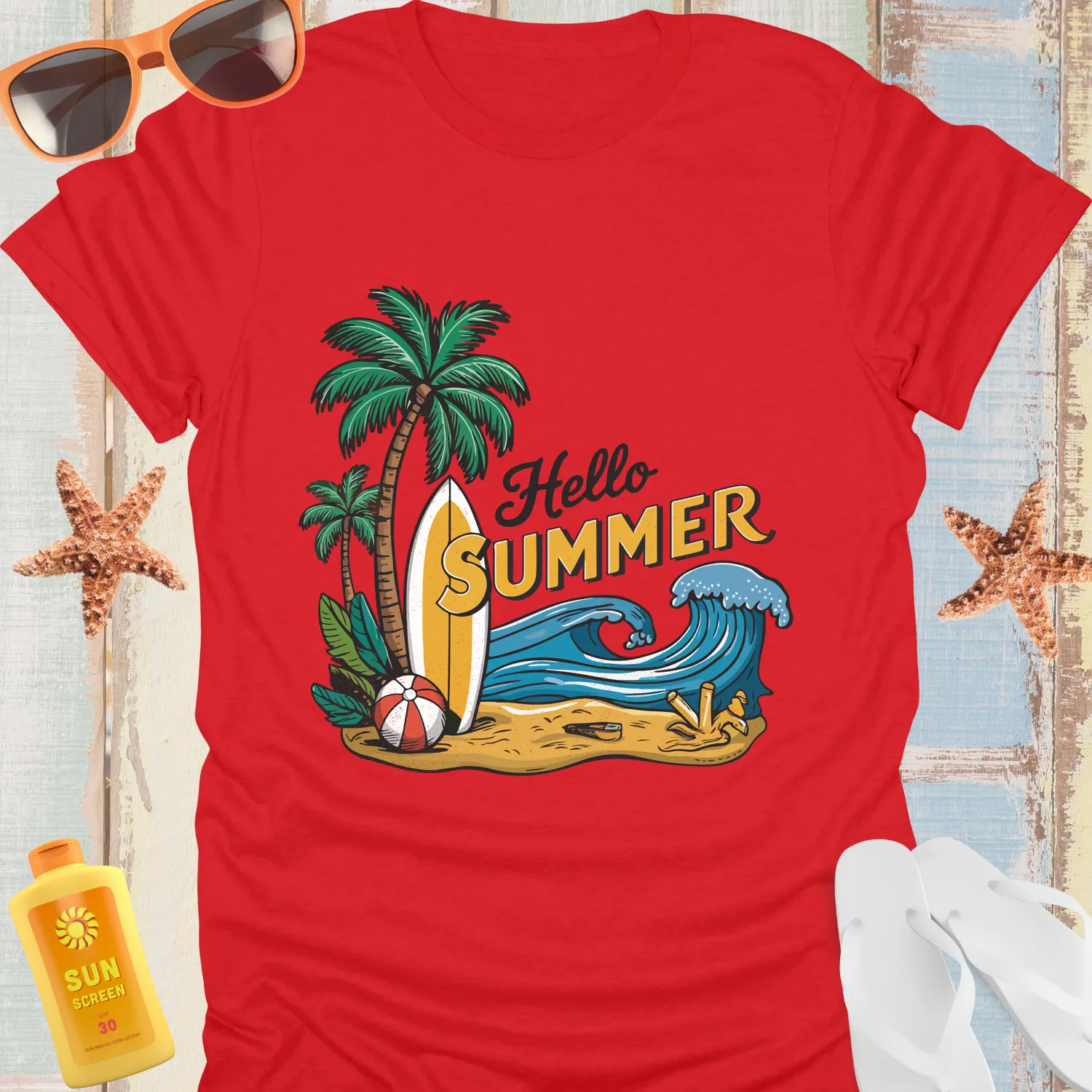 Surf Vibes Tshirt With Vibrant Summer Beach Design