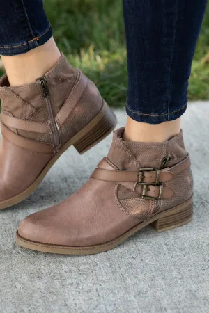 Taupe Buckle Detail Booties