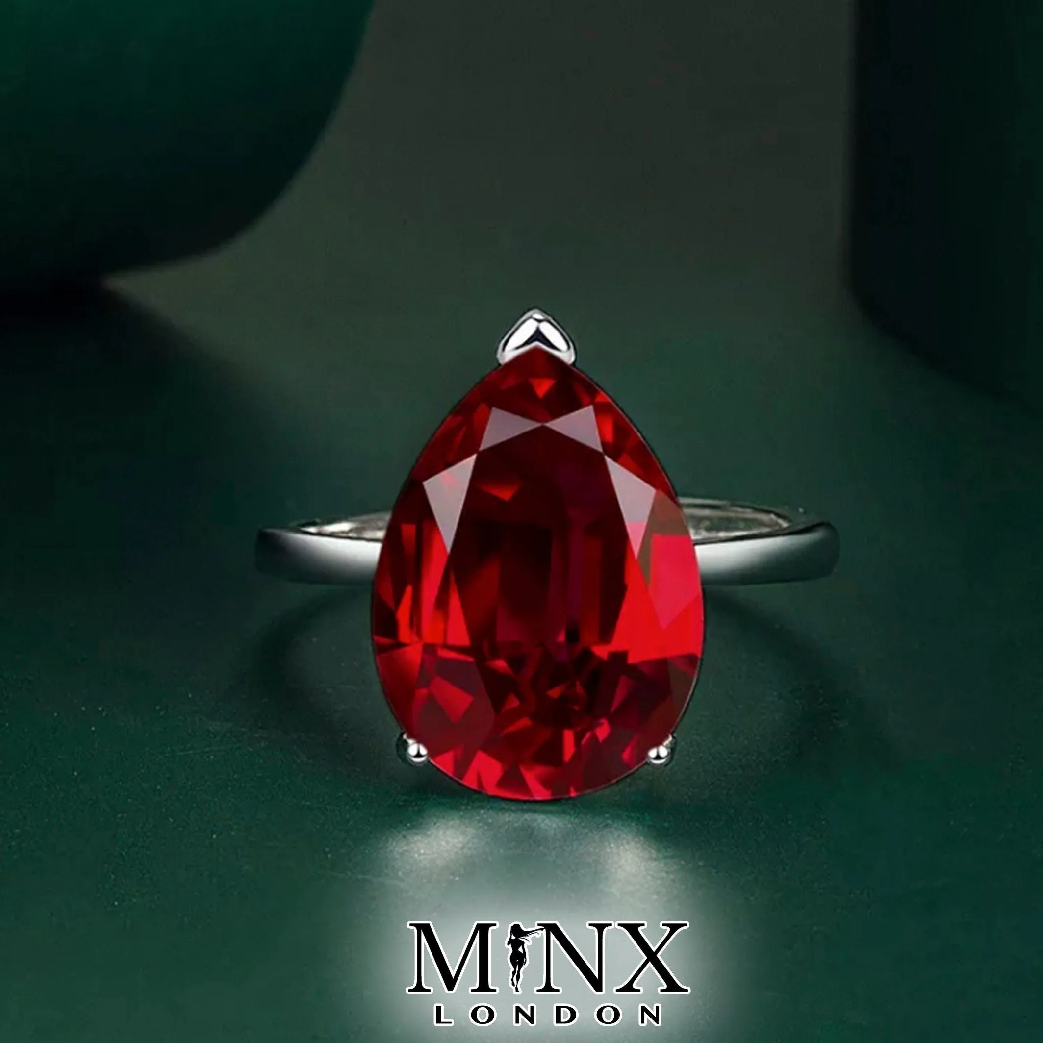 Teardrop Engagement Ring | Teardrop Ring | Red Diamond Ring | Womens Red Diamond Rings | Ruby Engagement Ring | Wedding Ring | Halo Ring