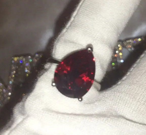 Teardrop Engagement Ring | Teardrop Ring | Red Diamond Ring | Womens Red Diamond Rings | Ruby Engagement Ring | Wedding Ring | Halo Ring