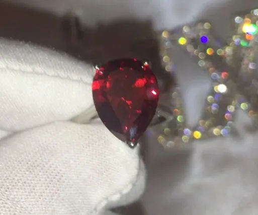 Teardrop Engagement Ring | Teardrop Ring | Red Diamond Ring | Womens Red Diamond Rings | Ruby Engagement Ring | Wedding Ring | Halo Ring