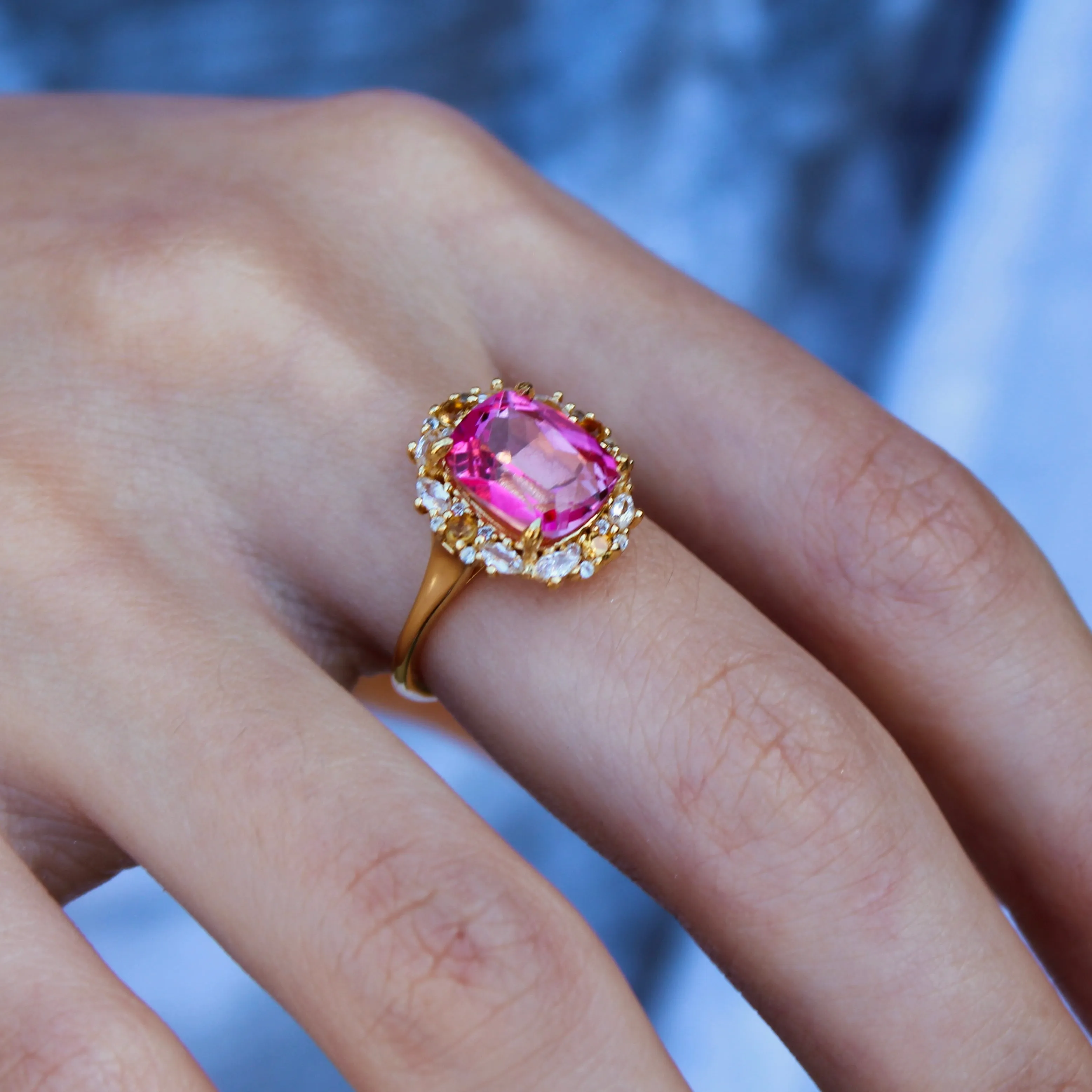 The Poppy Ring - Pink Topaz and Citrine