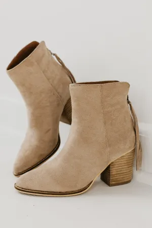 The Weslee Zipper Back Studded Bootie | Taupe  - FINAL SALE