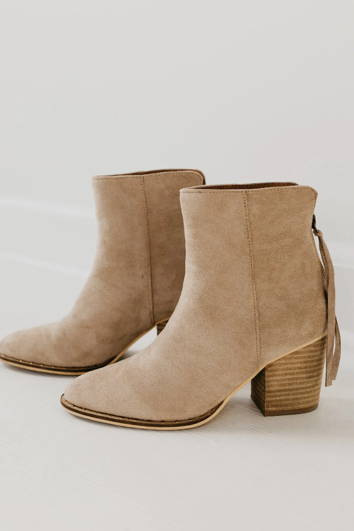 The Weslee Zipper Back Studded Bootie | Taupe  - FINAL SALE