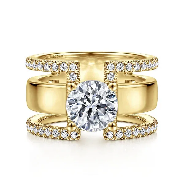 Three Band Round Diamond Engagement Ring Mounting