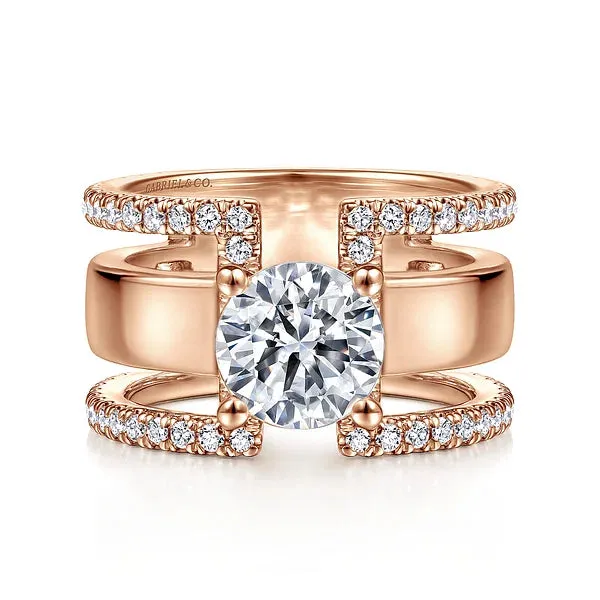 Three Band Round Diamond Engagement Ring Mounting