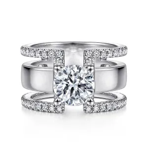 Three Band Round Diamond Engagement Ring Mounting