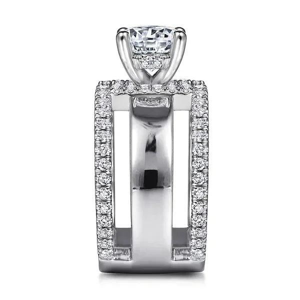 Three Band Round Diamond Engagement Ring Mounting