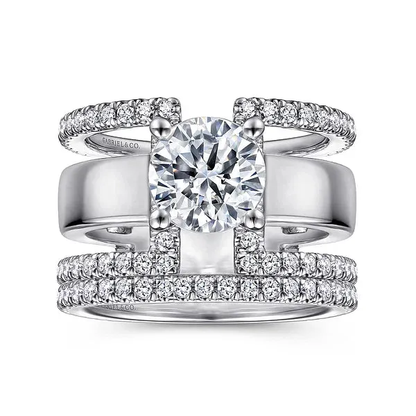 Three Band Round Diamond Engagement Ring Mounting