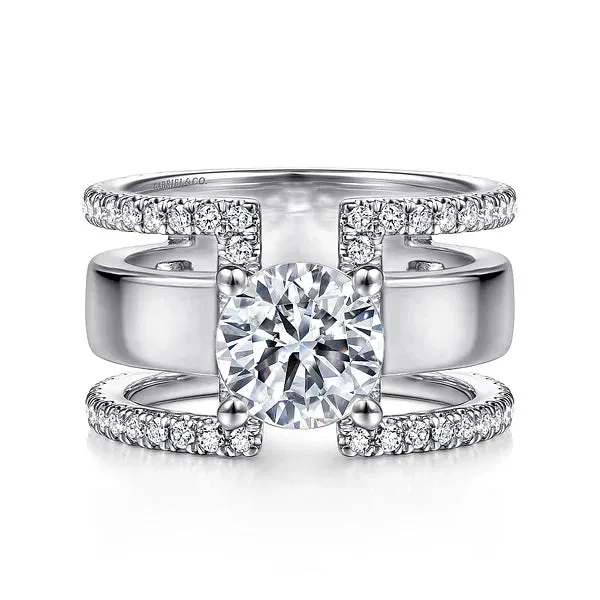 Three Band Round Diamond Engagement Ring Mounting