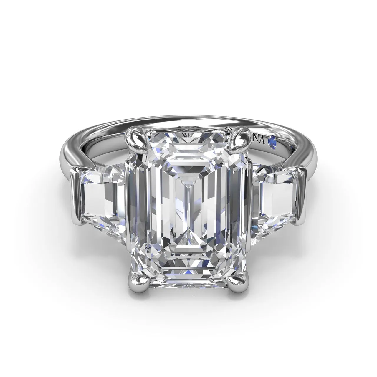 Three Stone Trapezoid Diamond Engagement Ring