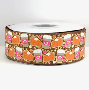 Tis The Season to be Basic Pumpkin Spice Latte USDR Ribbon - 1.5 Inch