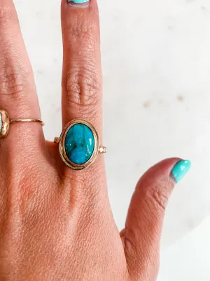 Turquoise Halo Gemstone Ring - 8.5