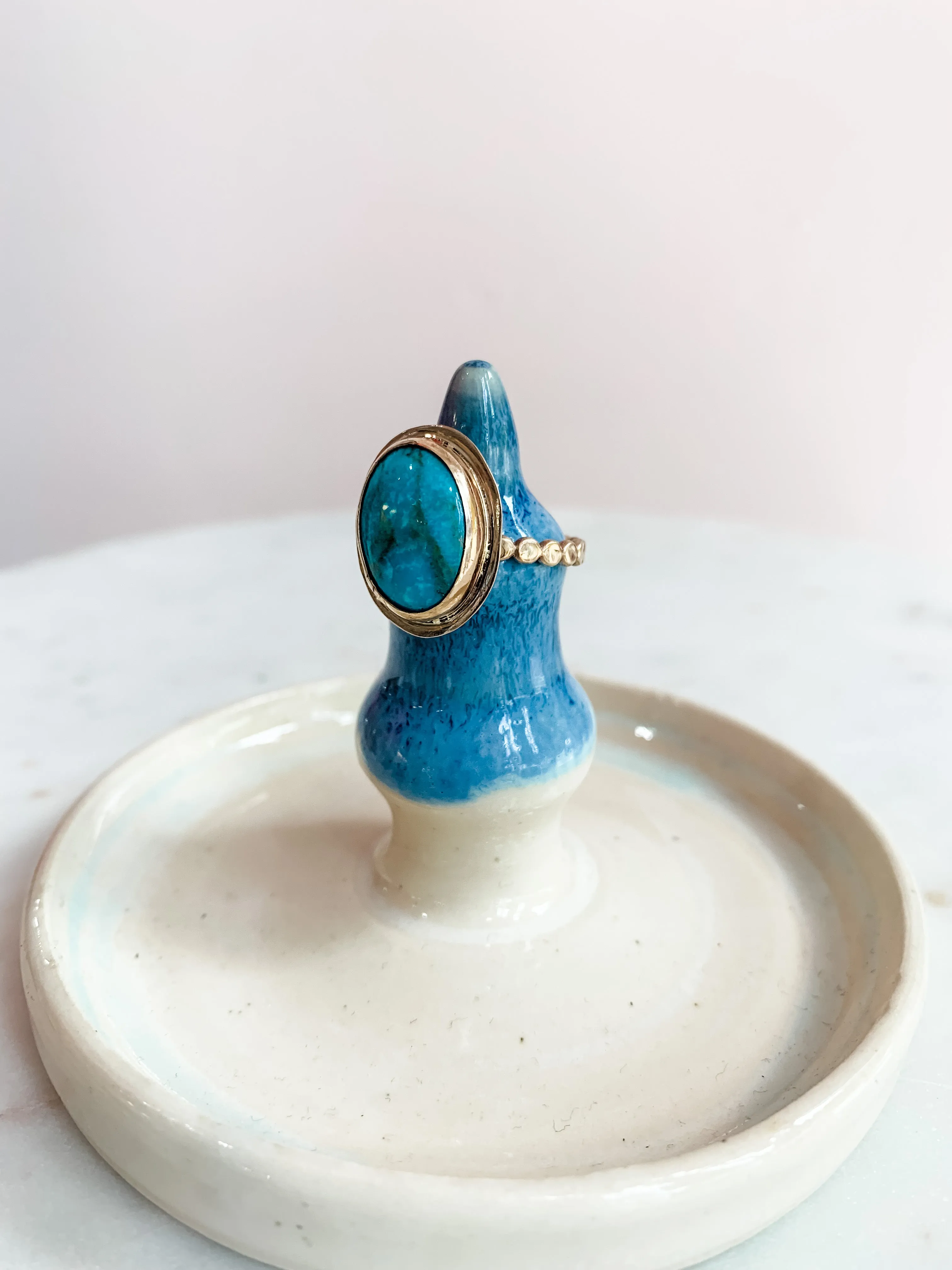 Turquoise Halo Gemstone Ring - 8.5