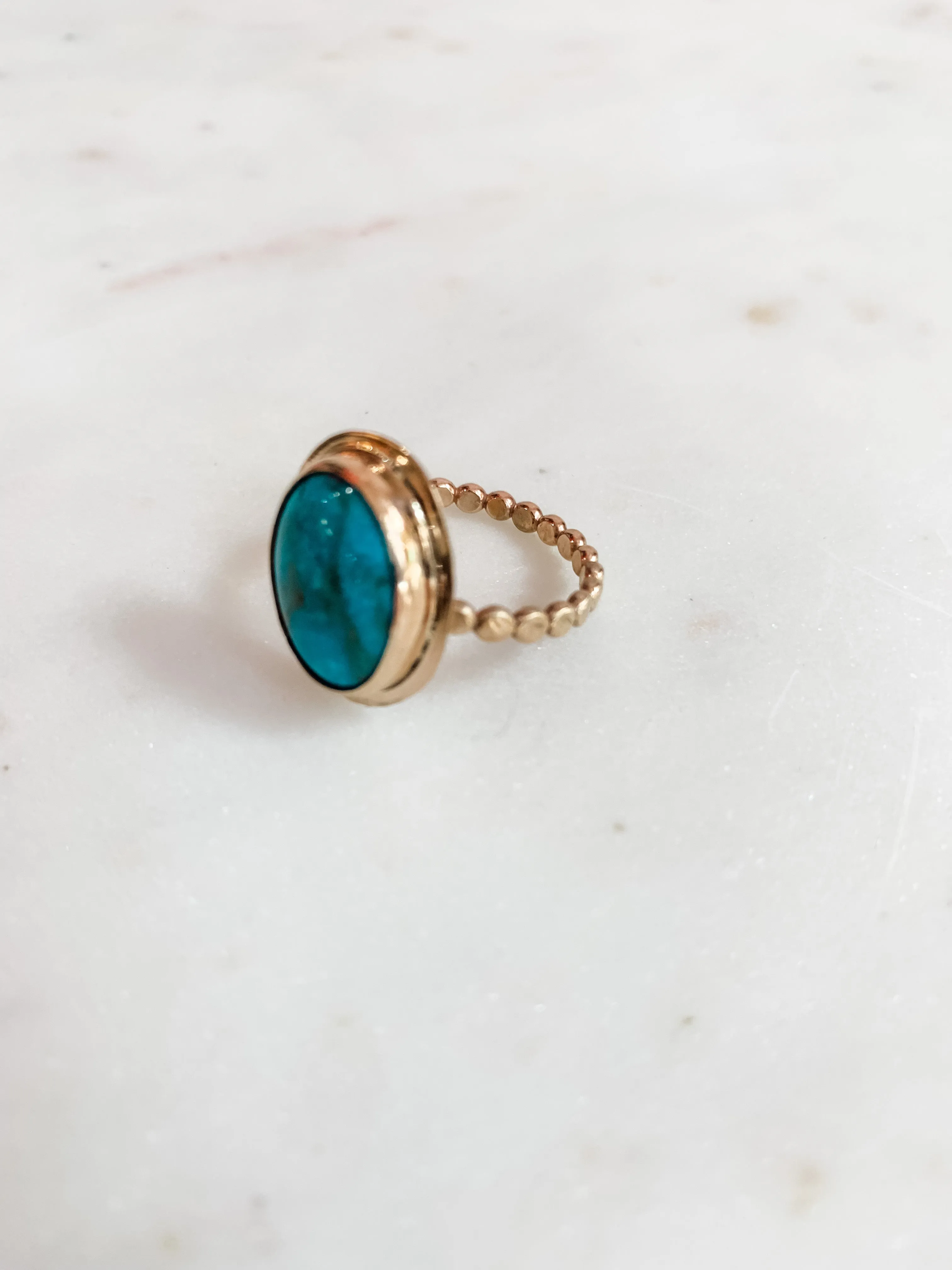 Turquoise Halo Gemstone Ring - 8.5