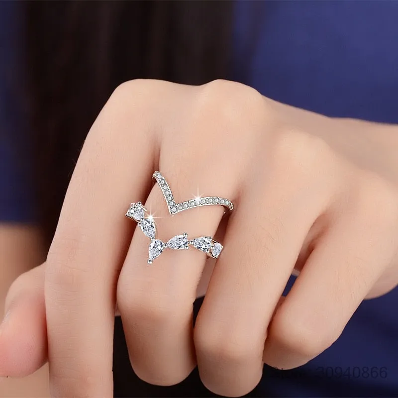 Unique Sapphire Gemstone ring 925 Sterling Silver Irregular Women's Jewelry