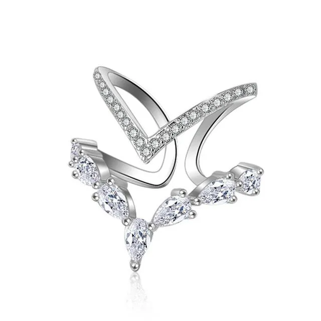 Unique Sapphire Gemstone ring 925 Sterling Silver Irregular Women's Jewelry