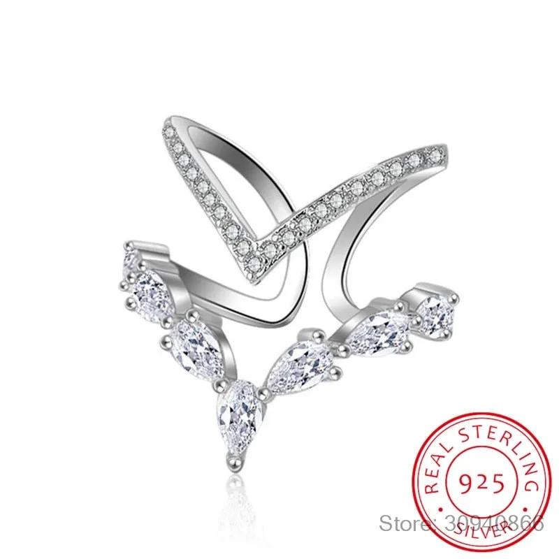 Unique Sapphire Gemstone ring 925 Sterling Silver Irregular Women's Jewelry