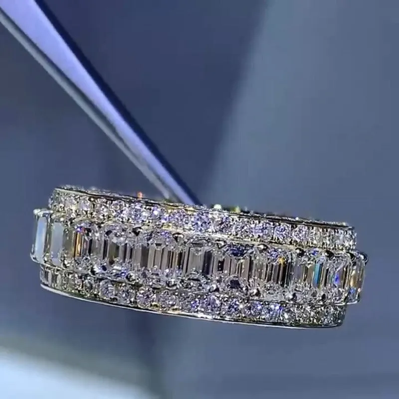 Unique Silver Engagement Ring Zircon For Women Wedding Band Jewelry
