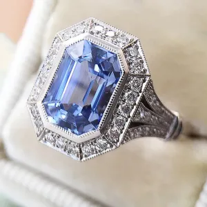 Vintage Blue Amethyst Ring Women Wedding Anniversary Jewelry