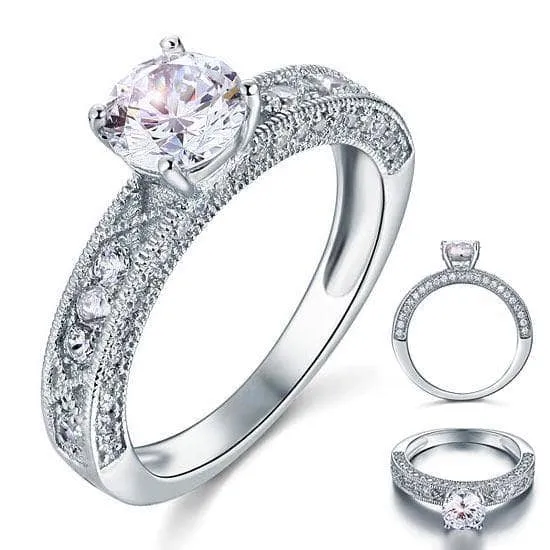 Vintage Style 1.25 Ct Diamond Bridal Engagement Ring