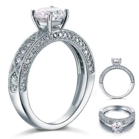 Vintage Style 1.25 Ct Diamond Bridal Engagement Ring