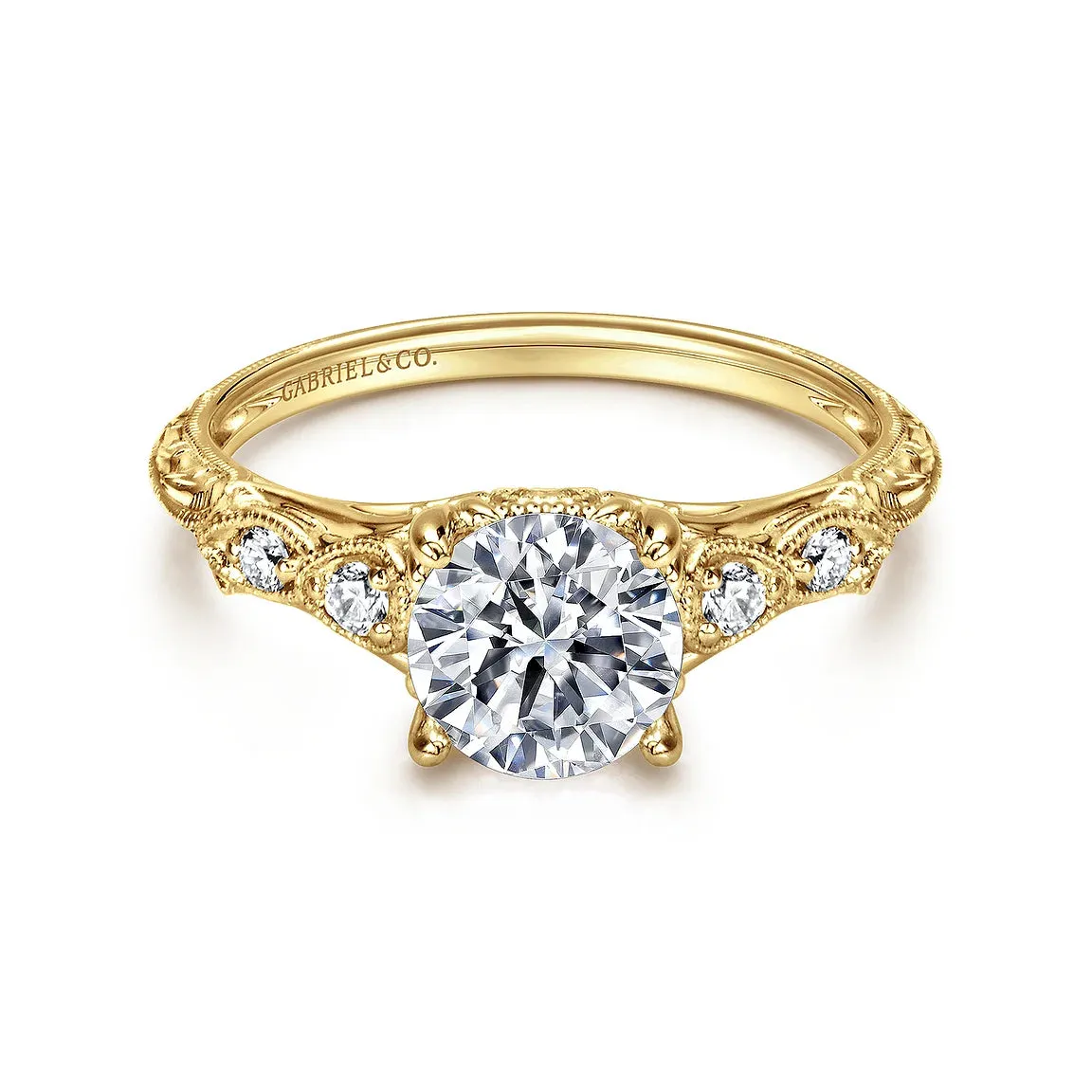 Vintage Style Round Diamond Engagement Ring Mounting