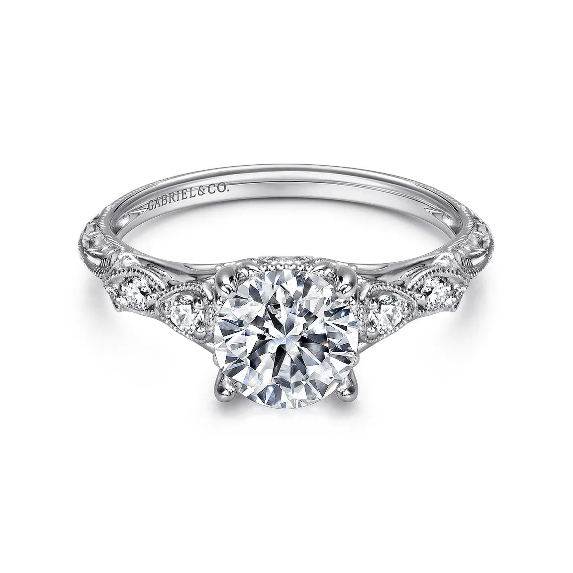 Vintage Style Round Diamond Engagement Ring Mounting