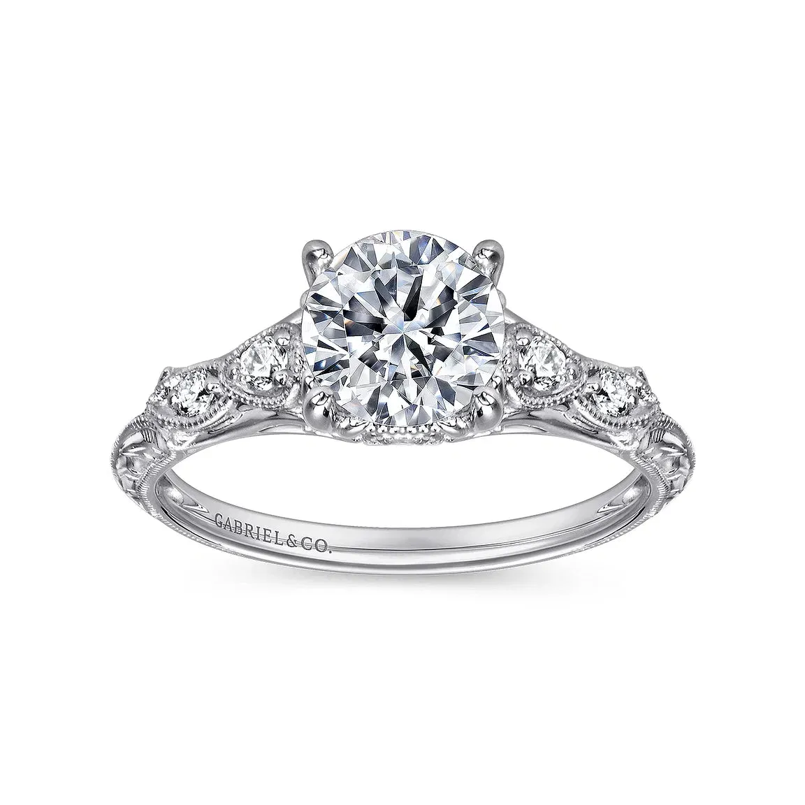 Vintage Style Round Diamond Engagement Ring Mounting