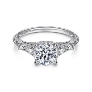 Vintage Style Round Diamond Engagement Ring Mounting