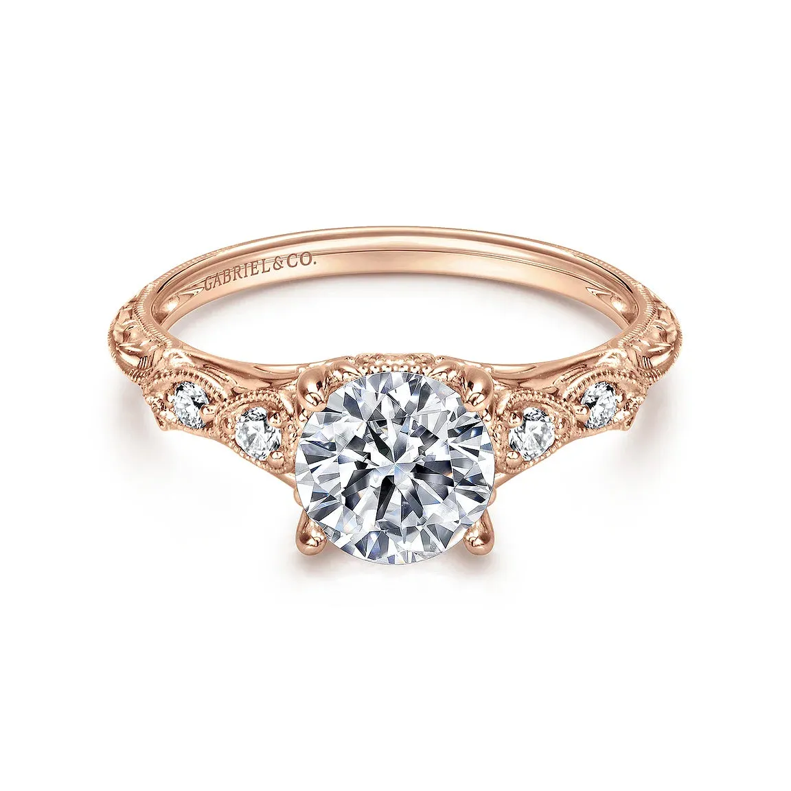 Vintage Style Round Diamond Engagement Ring Mounting