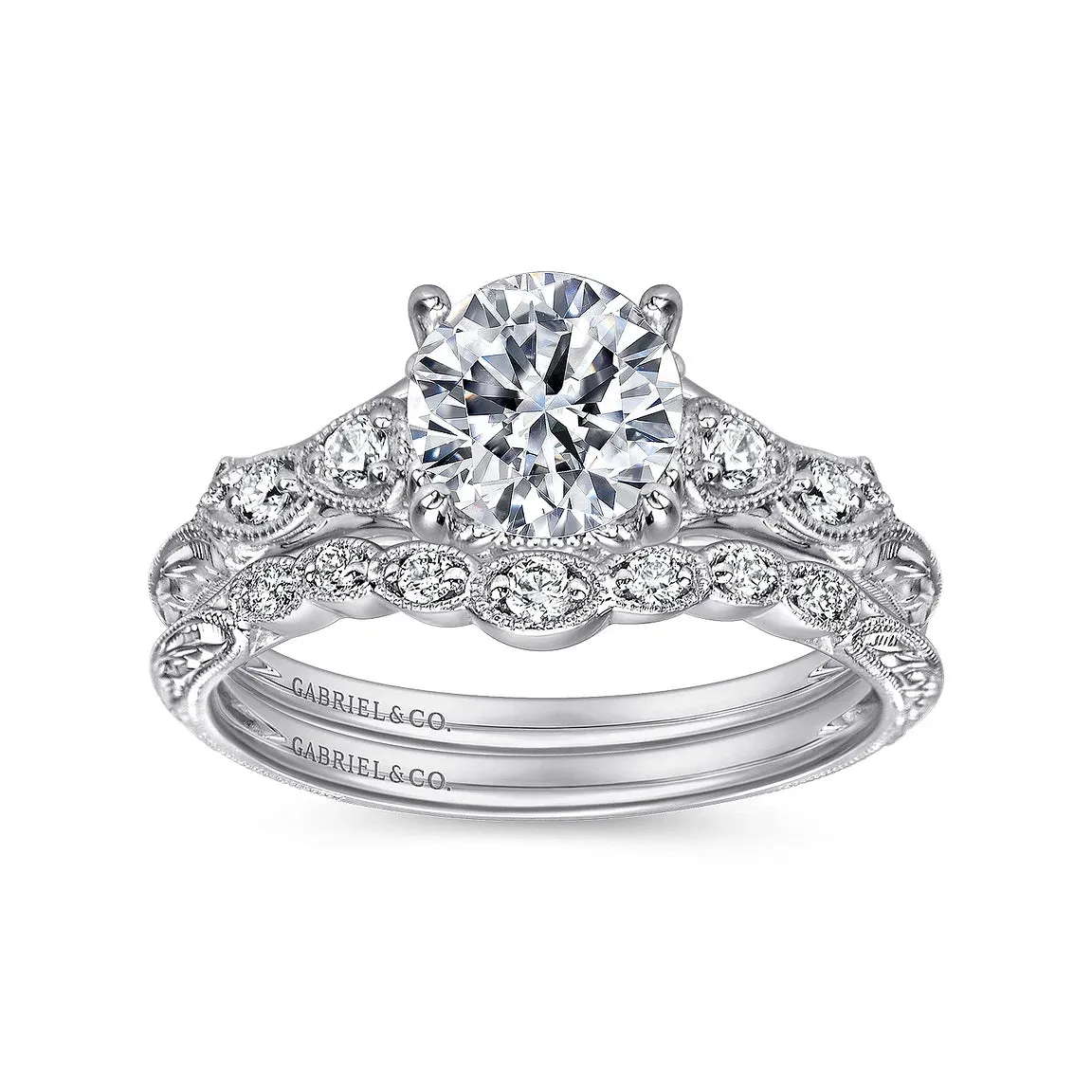 Vintage Style Round Diamond Engagement Ring Mounting