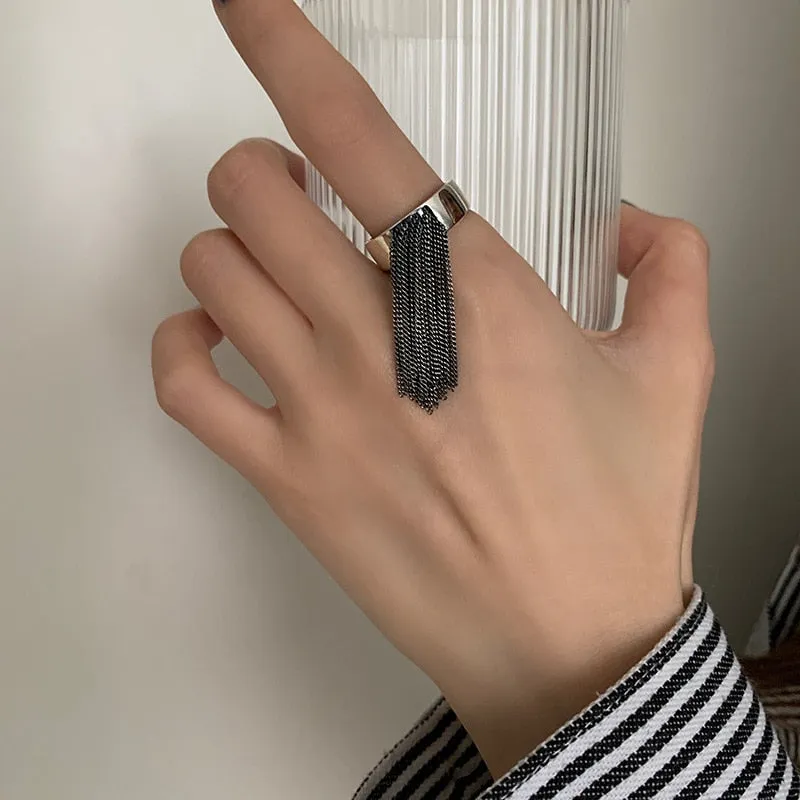 Vintage Tassel Silver Ring For Women Wedding Party Jewelry