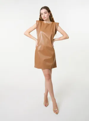Wet Look PU Shoulder Pad Dress