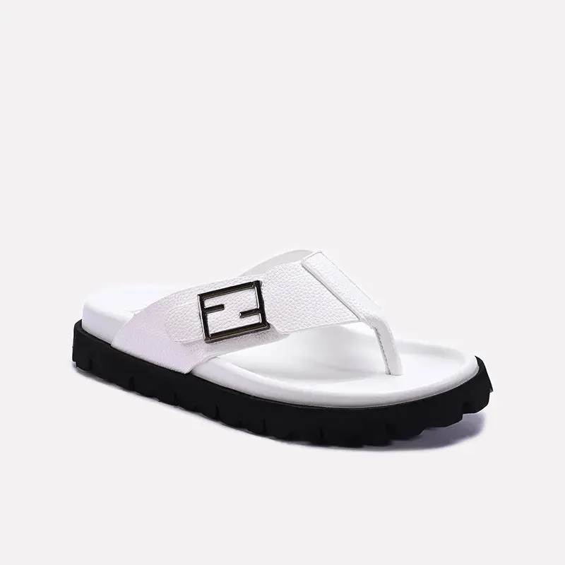 White Casual Flip Flops Mens 0151091