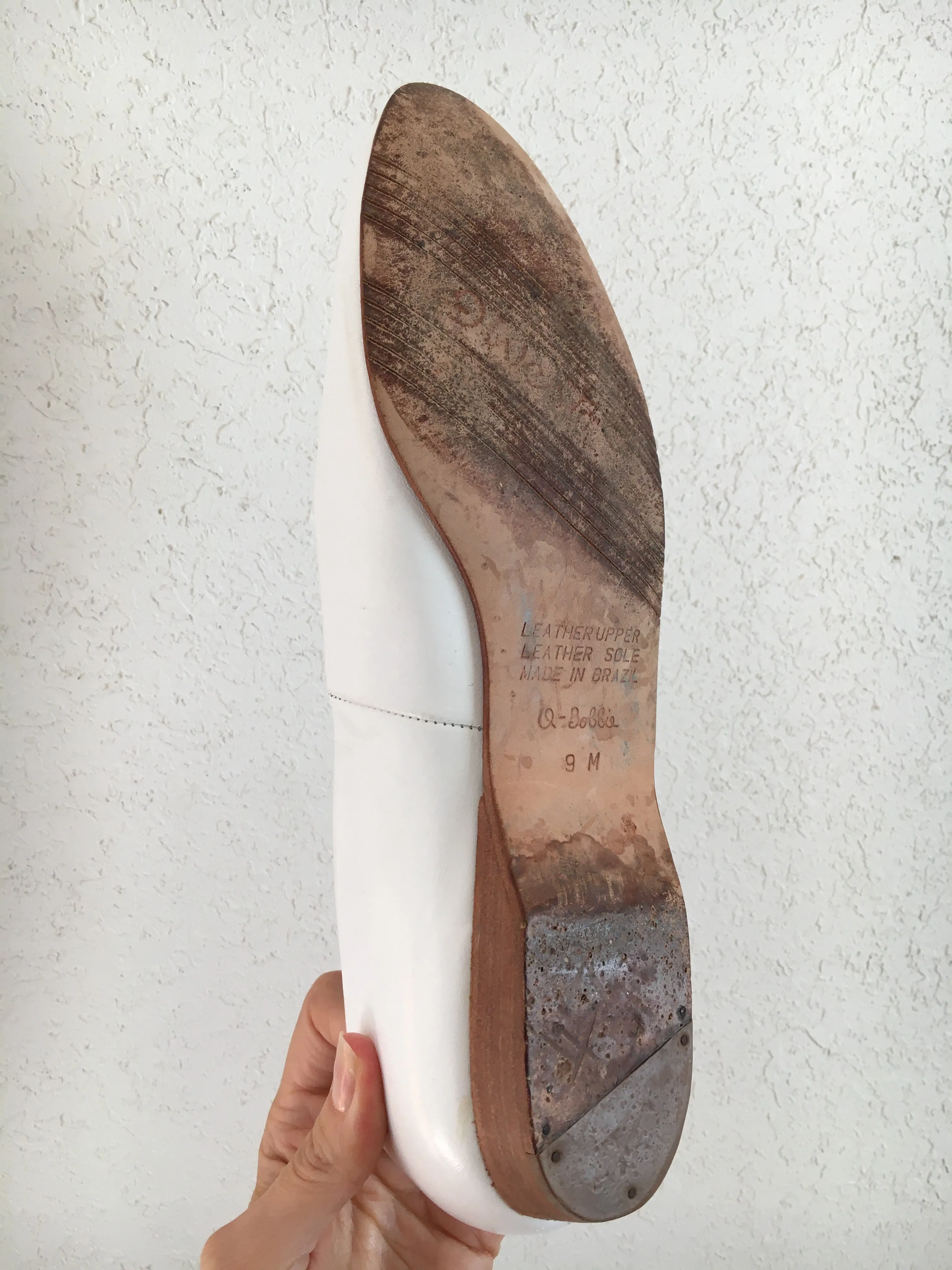 White Leather Flats