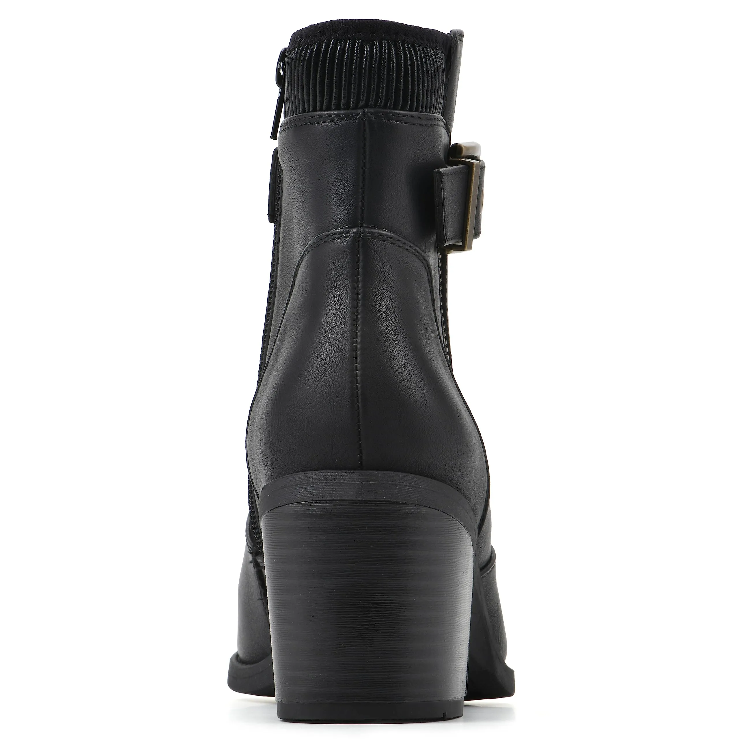 WHITE MOUNTAIN Women's Shoes Dessert Block Heel Bootie, Black/Smooth, 8.5 M